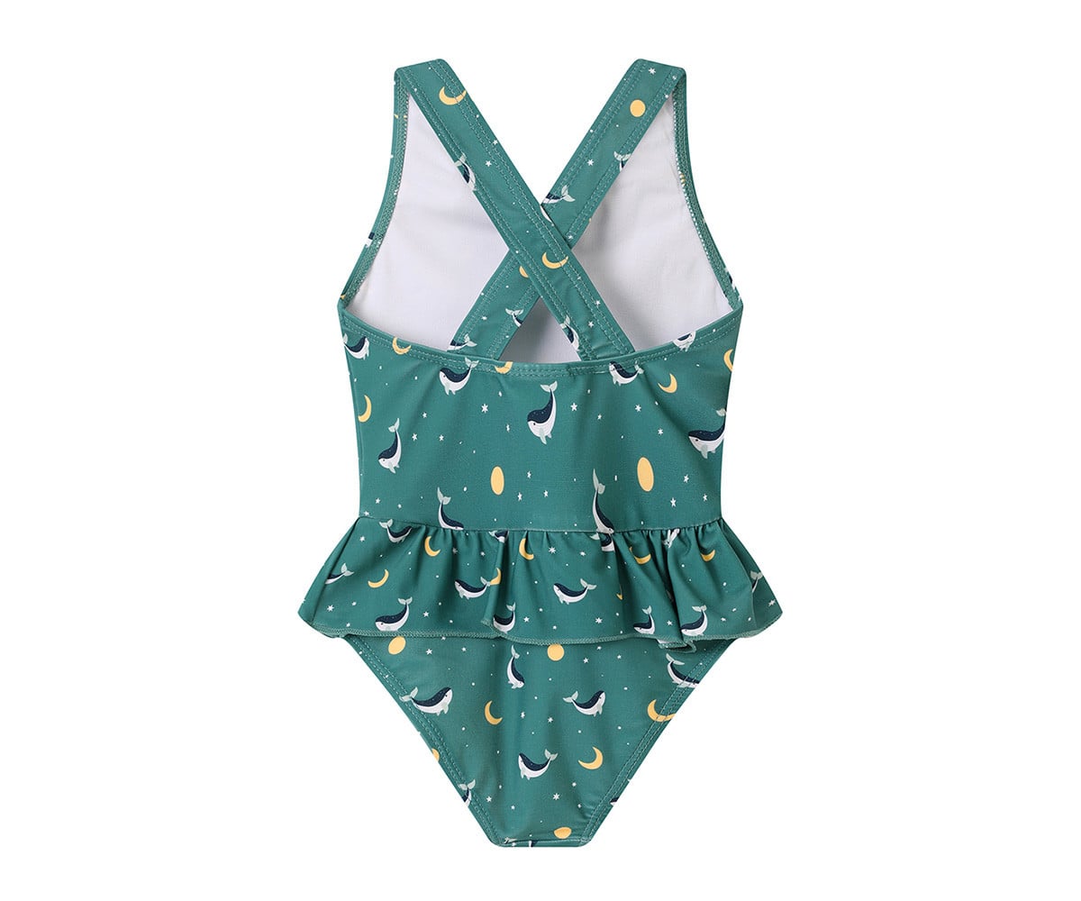 Bañador Cruzado con Volantes Whale Teal