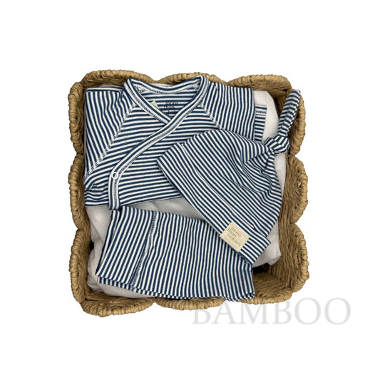 Primera Puesta Rayas Azul Algodón Orgánico