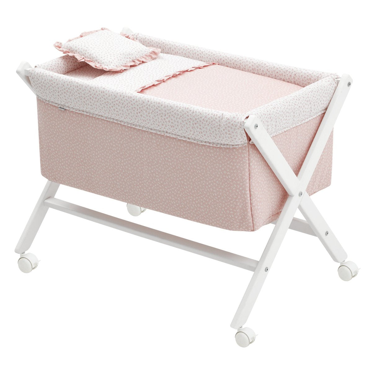 Minicuna Tijera Madera Liberty Rosa/Bco 55X87X74 Cm