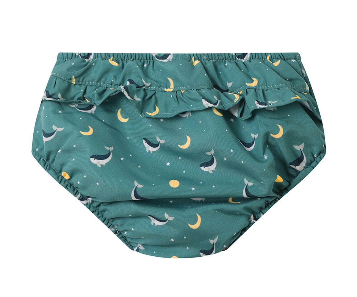 Bañador Pañal Volantes Whale Teal