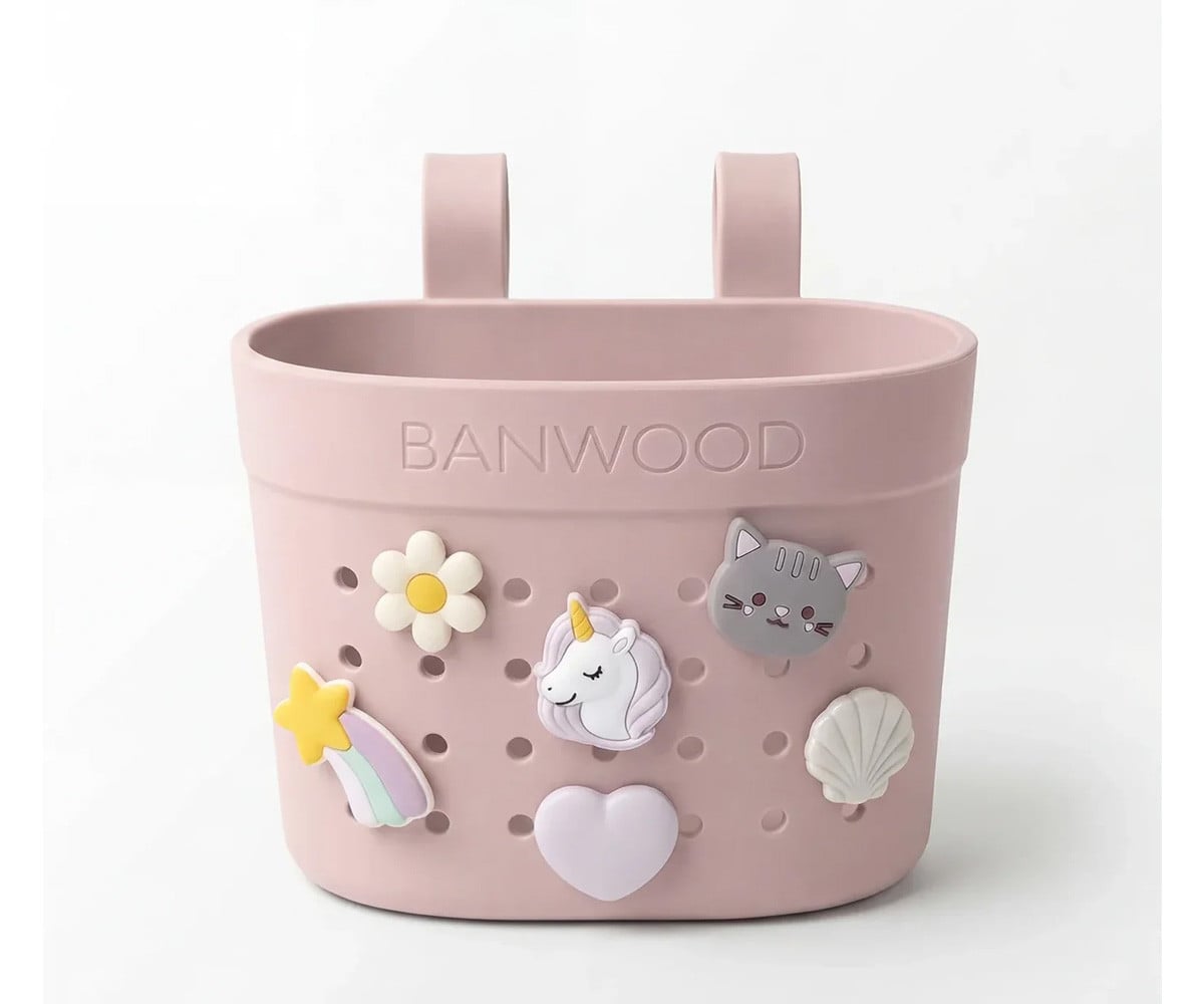 Patinete Banwood Eco + Cesta Pin & Ride Faded Pink y Pines Magia