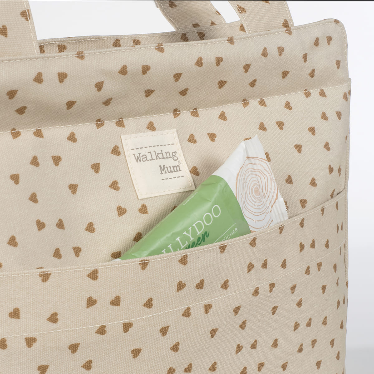 Bolsa Canastilla Corazones Poppy Canela