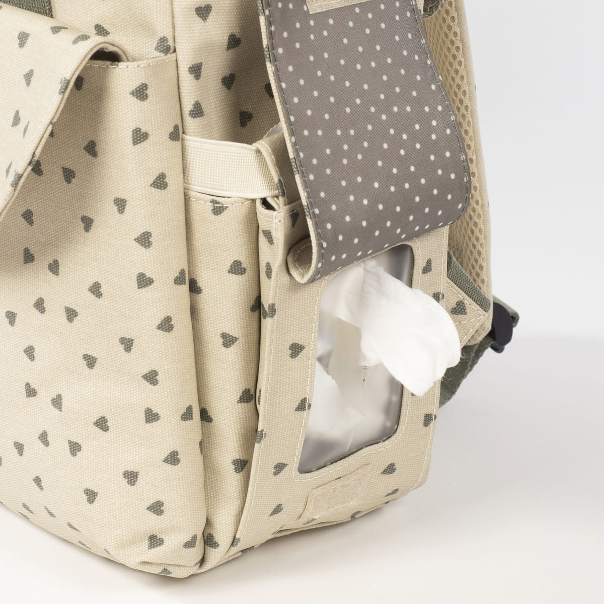 Mochila Corazones Poppy Musgo
