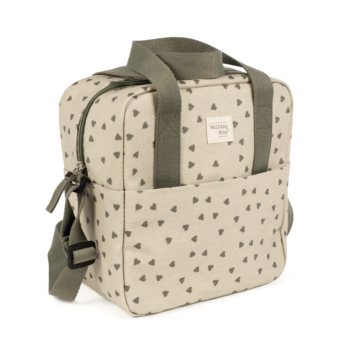 Bolsa Térmica Biberones Bebés Corazones Poppy Musgo