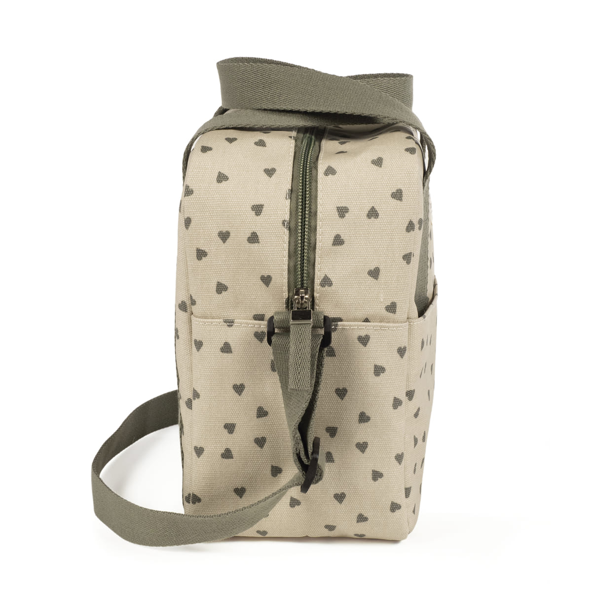 Bolsa Térmica Biberones Bebés Corazones Poppy Musgo