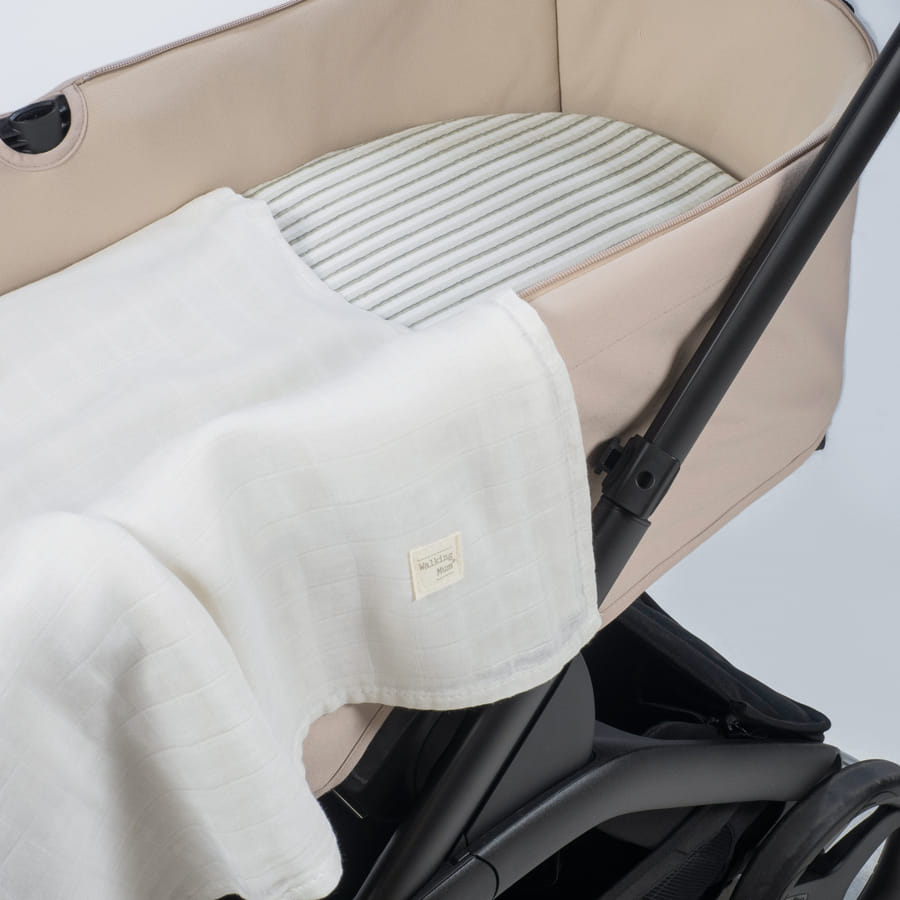 Sábana Ajustable Cuco + Muselina Botton Raya
