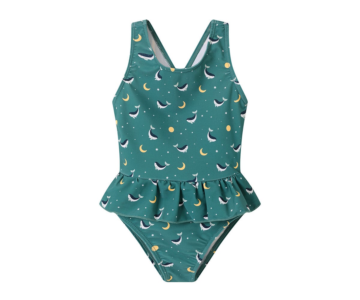 Bañador Cruzado con  Volantes Whale Teal
