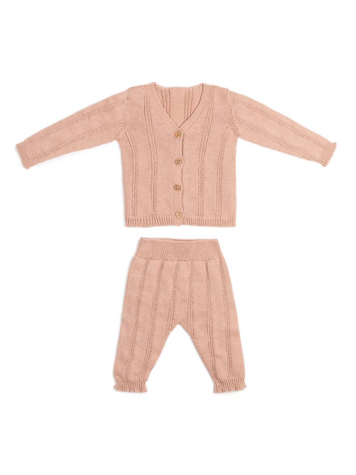 Conjunto de chaqueta y pantalón rosa