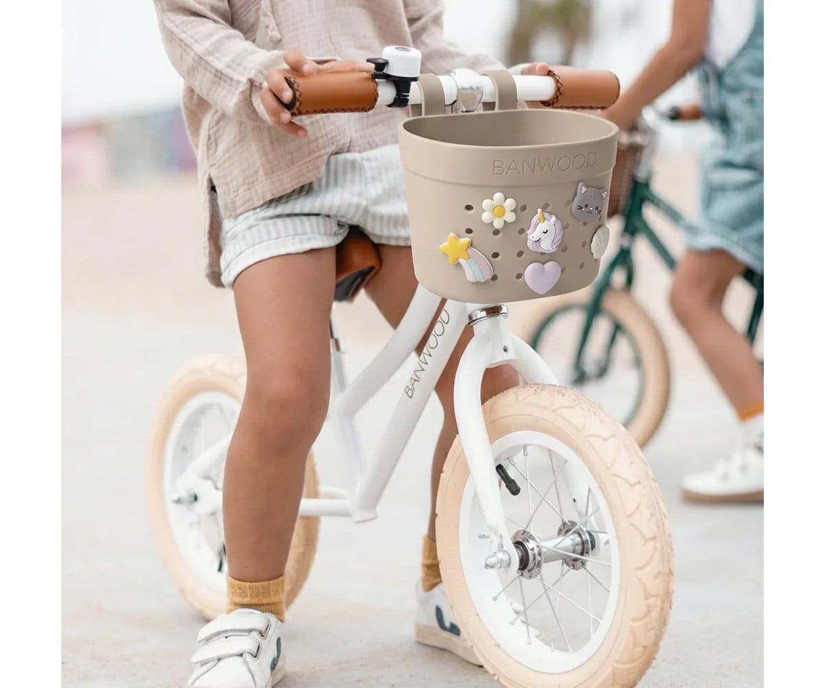 Patinete Banwood Eco + Cesta Pin & Ride Faded Pink y Pines Magia