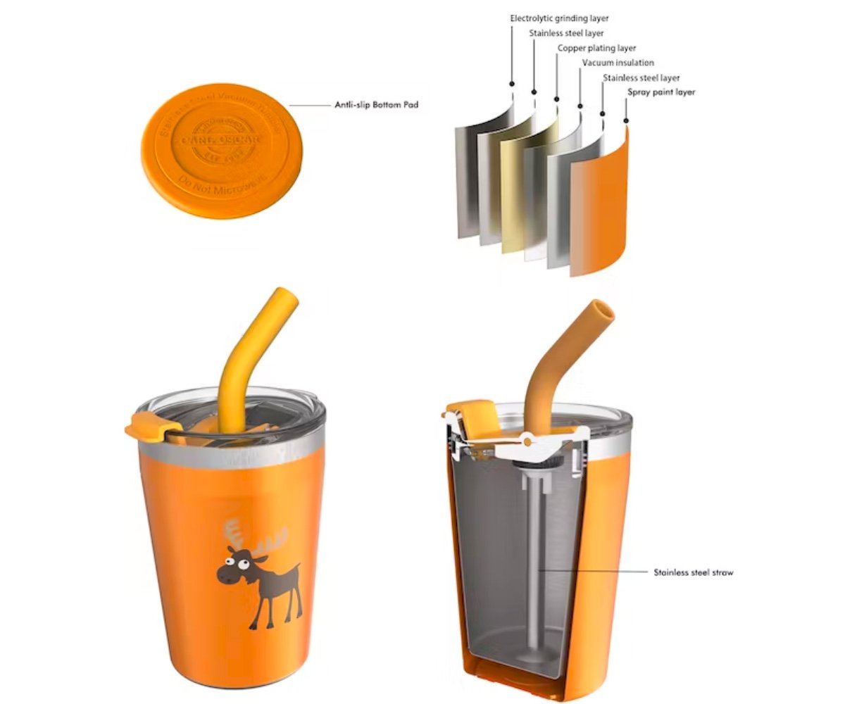 Vaso termo con pajita TEMP Tumbler Reno Orange