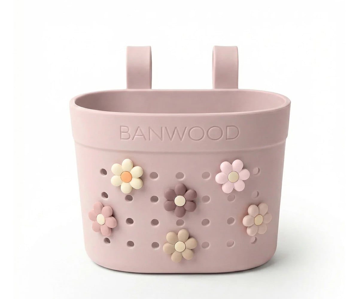 Patinete Banwood Eco + Cesta Pin & Ride Faded Pink y Pines Magia