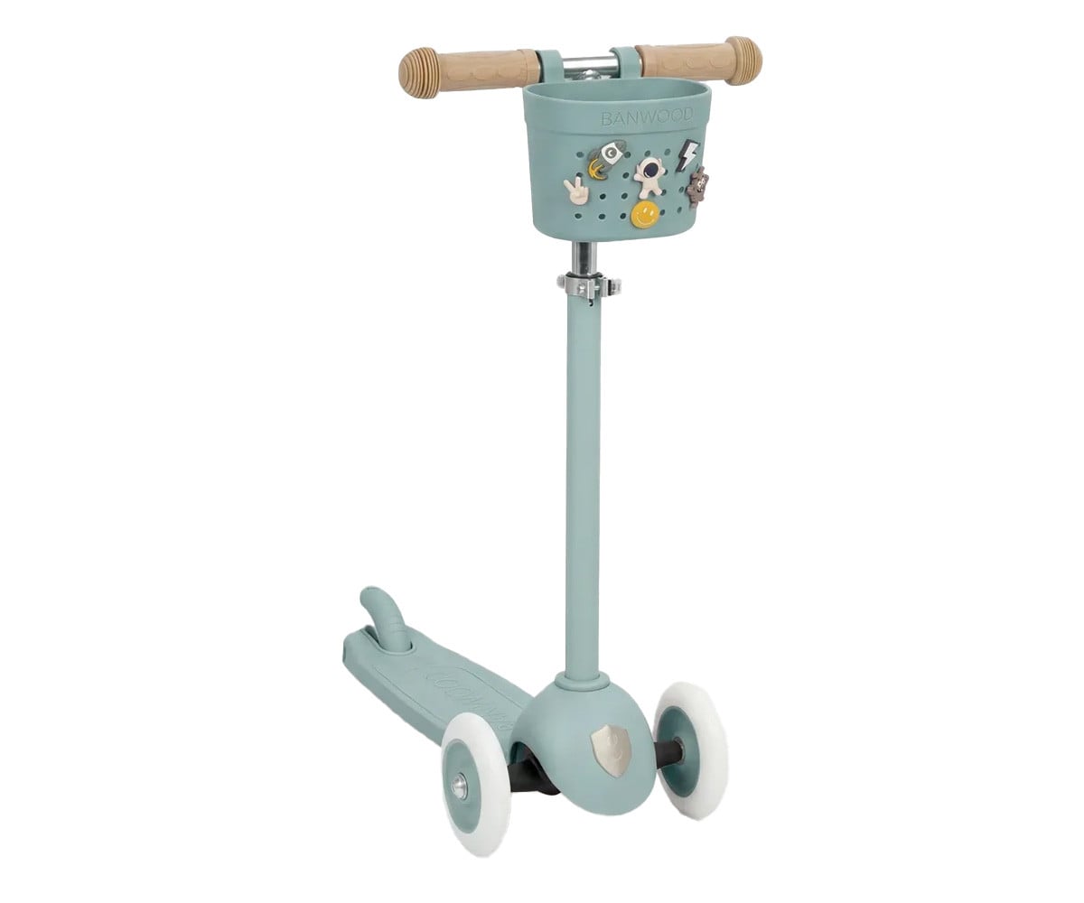 Patinete Banwood Eco + Cesta Pin & Ride Teal y Pines Espacio
