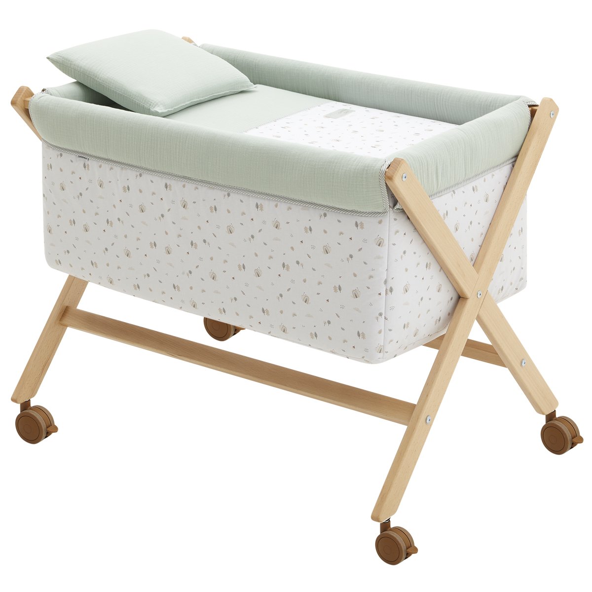 Minicuna Tijera Madera Greeny Verde/Natural 55X87X74 Cm