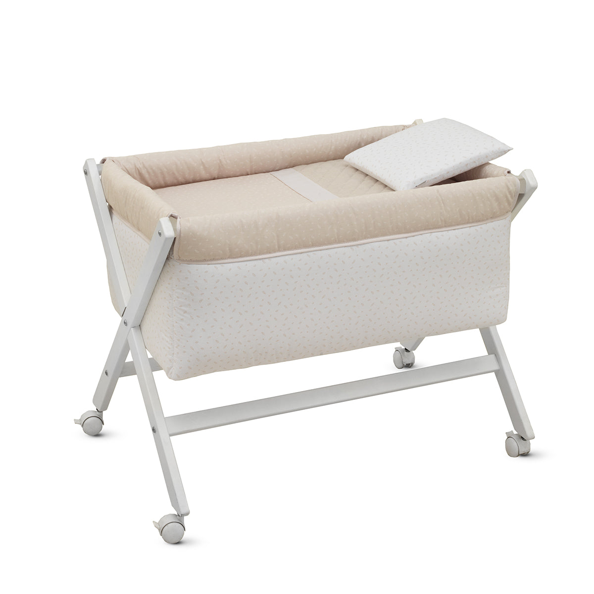 Minicuna Tijera Madera Fresco Beige/Bco 55X87X74 Cm