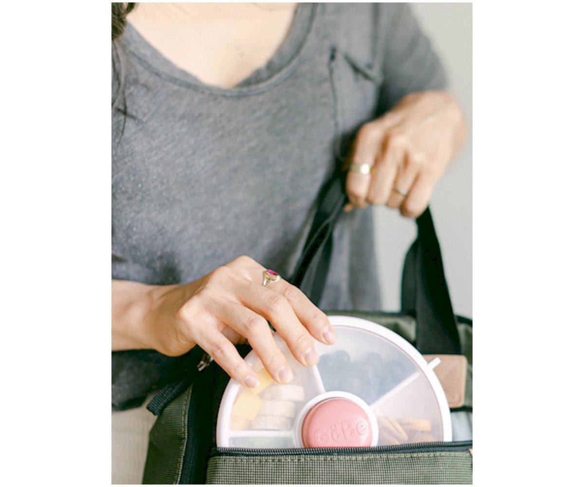 Caja Almuerzo Snack Spinner Flip, Correa de Mano y Hoja de Pegatinas Coral Pink