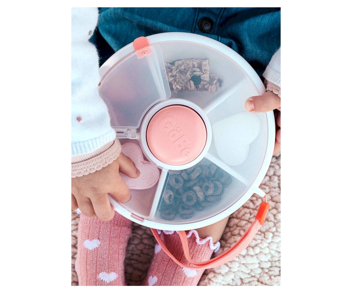Caja Almuerzo Snack Spinner Flip, Correa de Mano y Hoja de Pegatinas Coral Pink