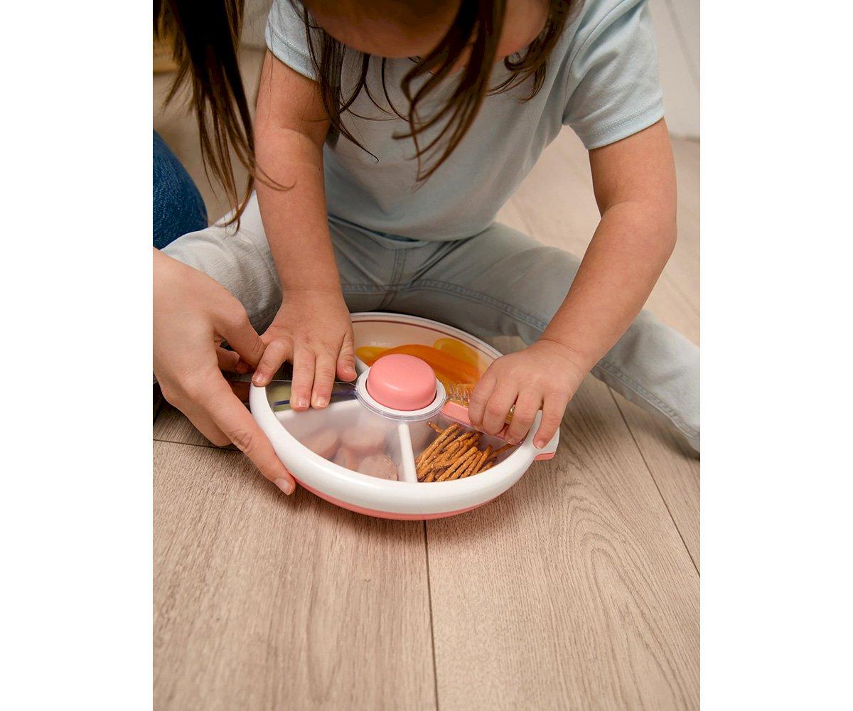 Caja de Almuerzo Grande Snack Spinner Slide con Hoja Pegatinas Coral Pink