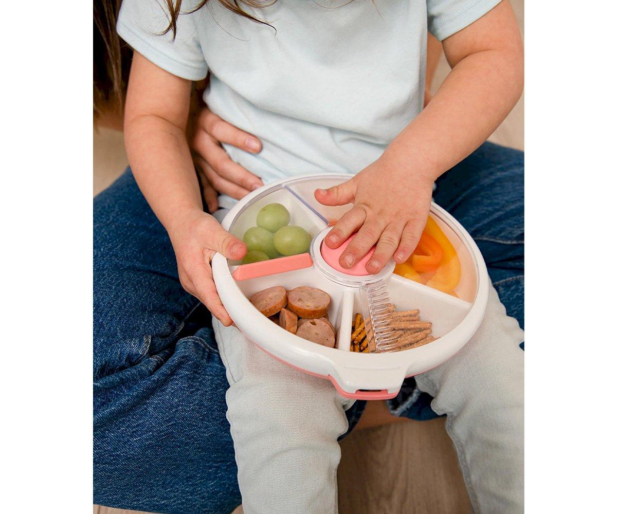 Caja de Almuerzo Grande Snack Spinner Slide con Hoja Pegatinas Coral Pink