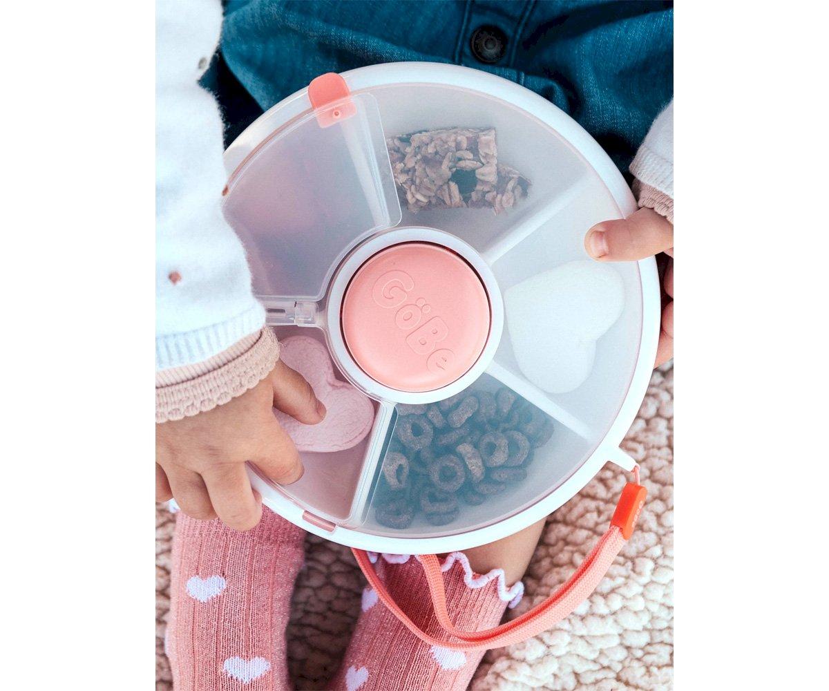 Caja Almuerzo Snack Spinner Flip, Correa de Mano y Hoja de Pegatinas Coral Pink
