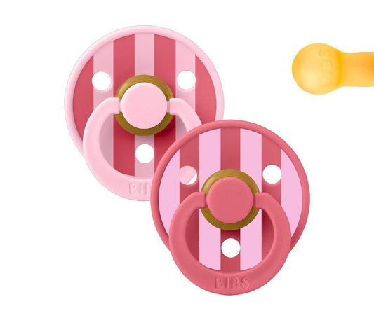 2 Chupetes BIBS Studio Colour Round Block Baby Pink Coral Mix