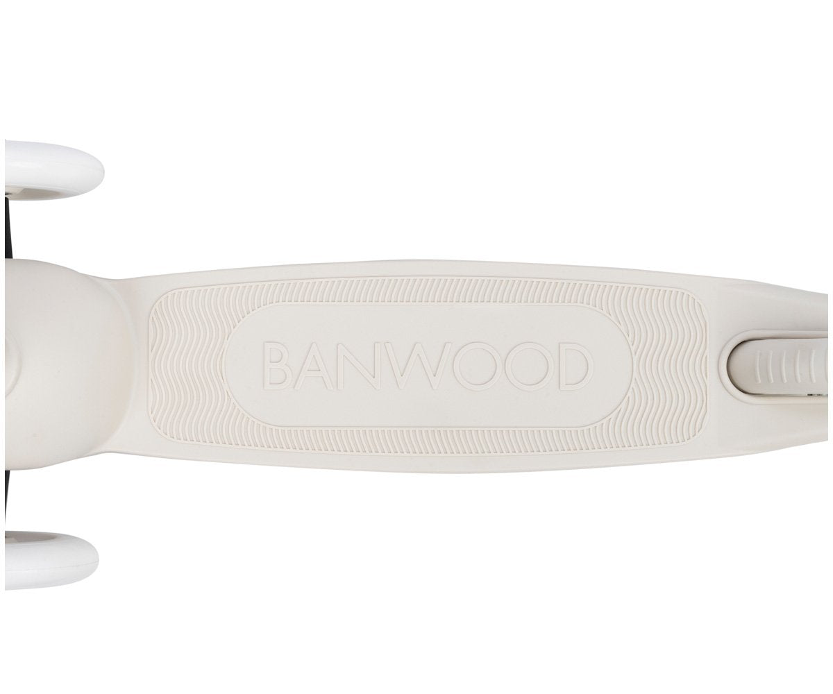 Patinete Banwood Eco + Cesta Pin & Ride Ivory y Pines Flores