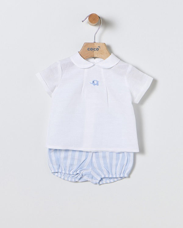 Conjunto blanco y azul Elefante