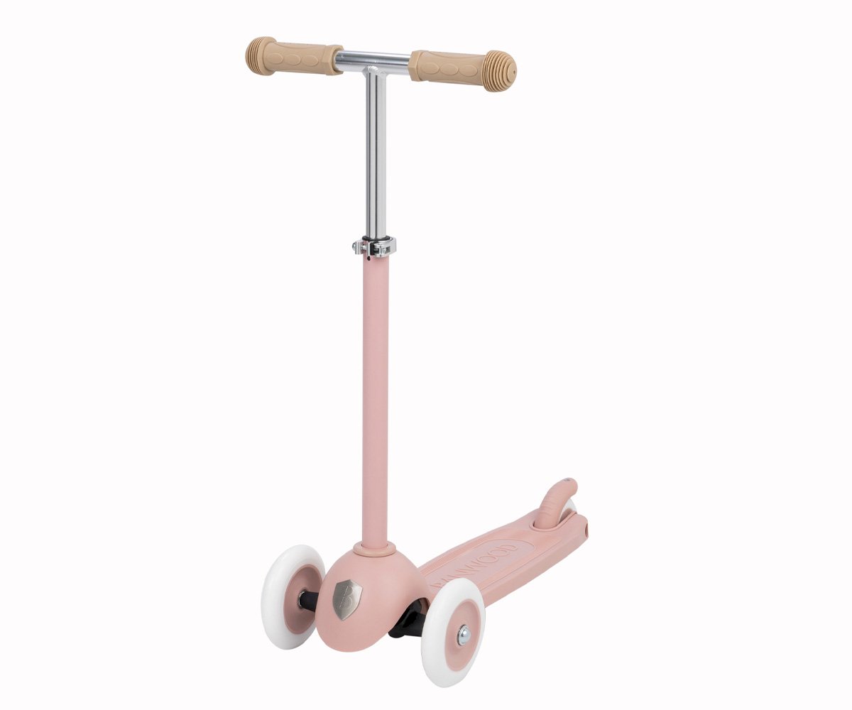 Patinete Banwood Eco con Cesta Pin & Ride Dusty Rose y Pines Flores