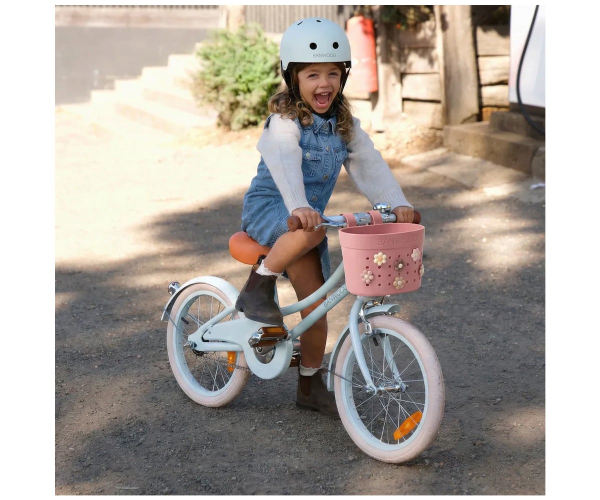 Patinete Banwood Eco + Cesta Pin & Ride Raspberry y Pines Magia