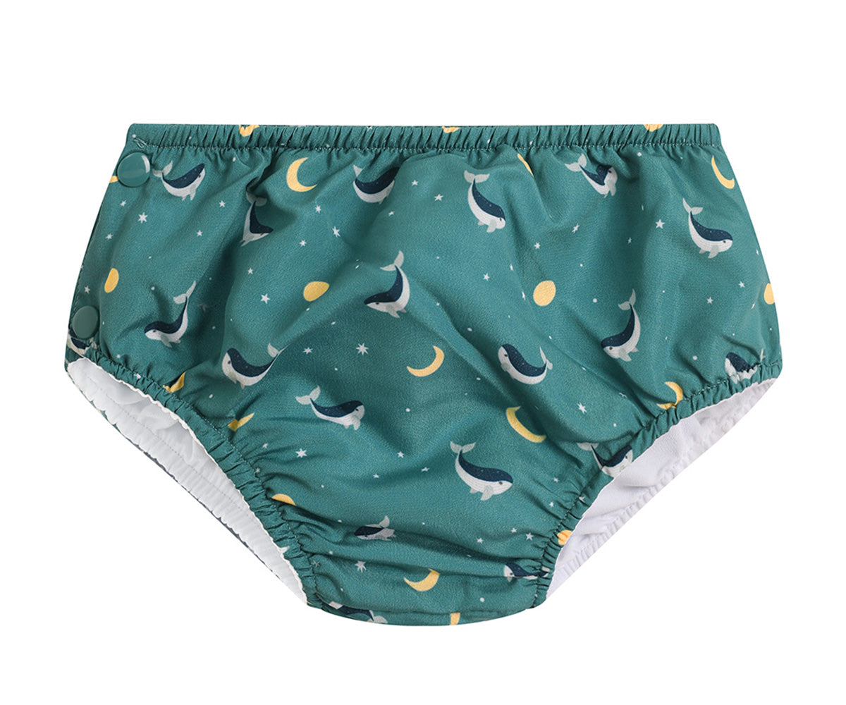 Bañador Pañal Volantes Whale Teal