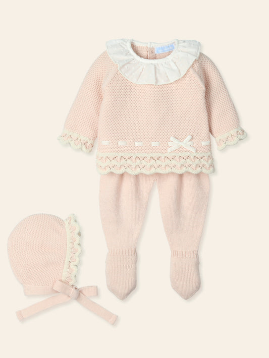 Traje 3P Canesú cuello plumeti y cinta terciopelo "COBIJAR"