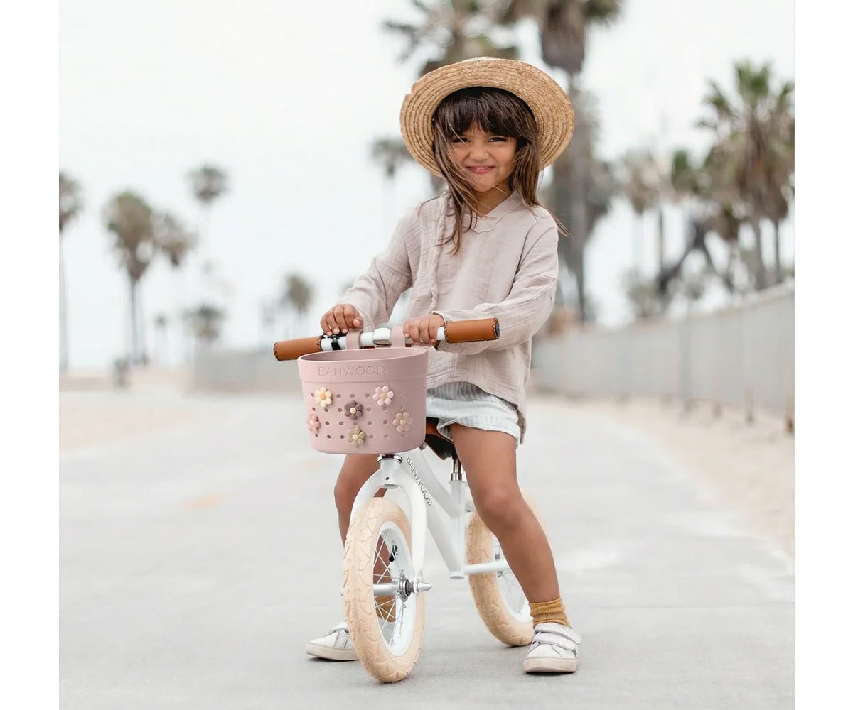 Patinete Banwood Eco + Cesta Pin & Ride Faded Pink y Pines Magia