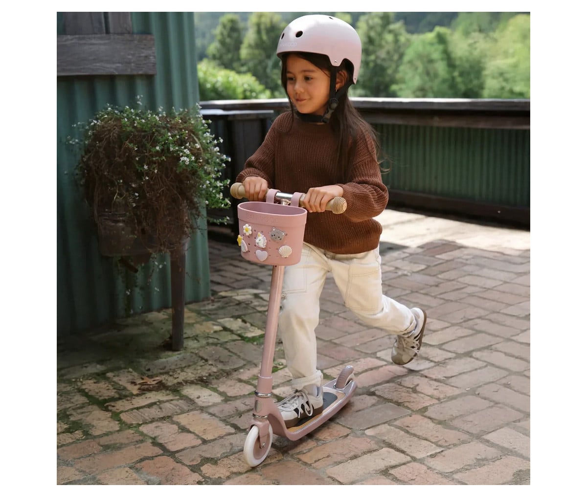 Patinete Banwood Eco + Cesta Pin & Ride Faded Pink y Pines Magia