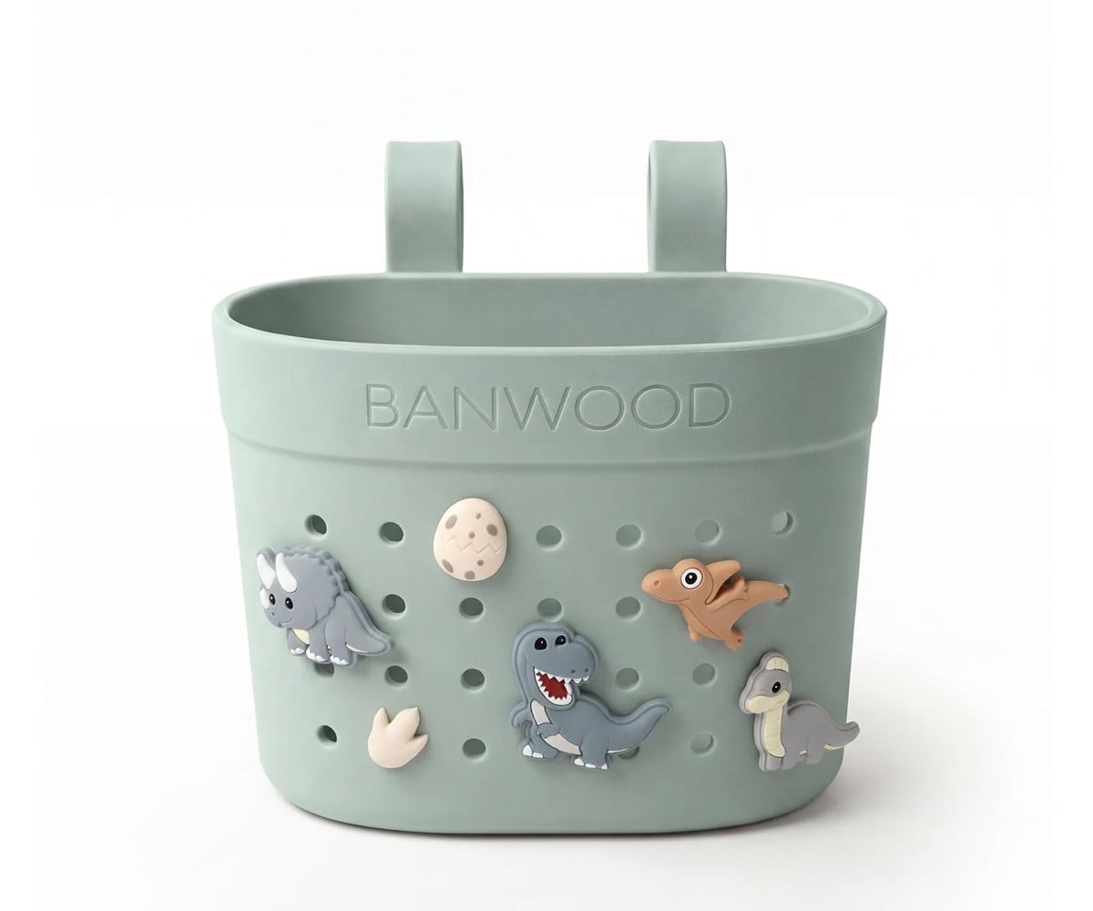 Patinete Banwood Eco + Cesta Pin & Ride Clay y Pines Dinosaurios
