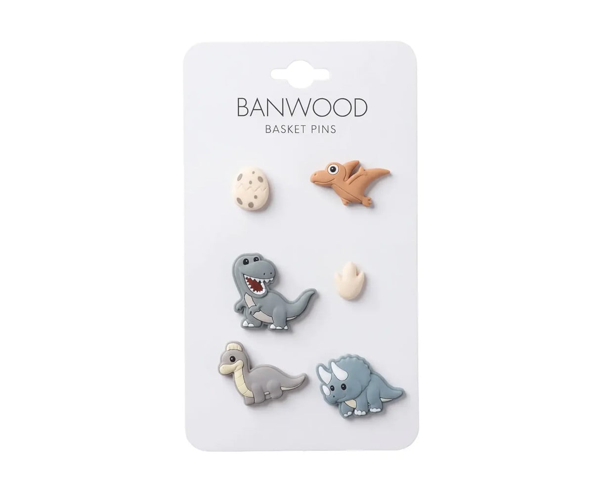 Patinete Banwood Eco + Cesta Pin & Ride Olive y Pines Dinosaurios
