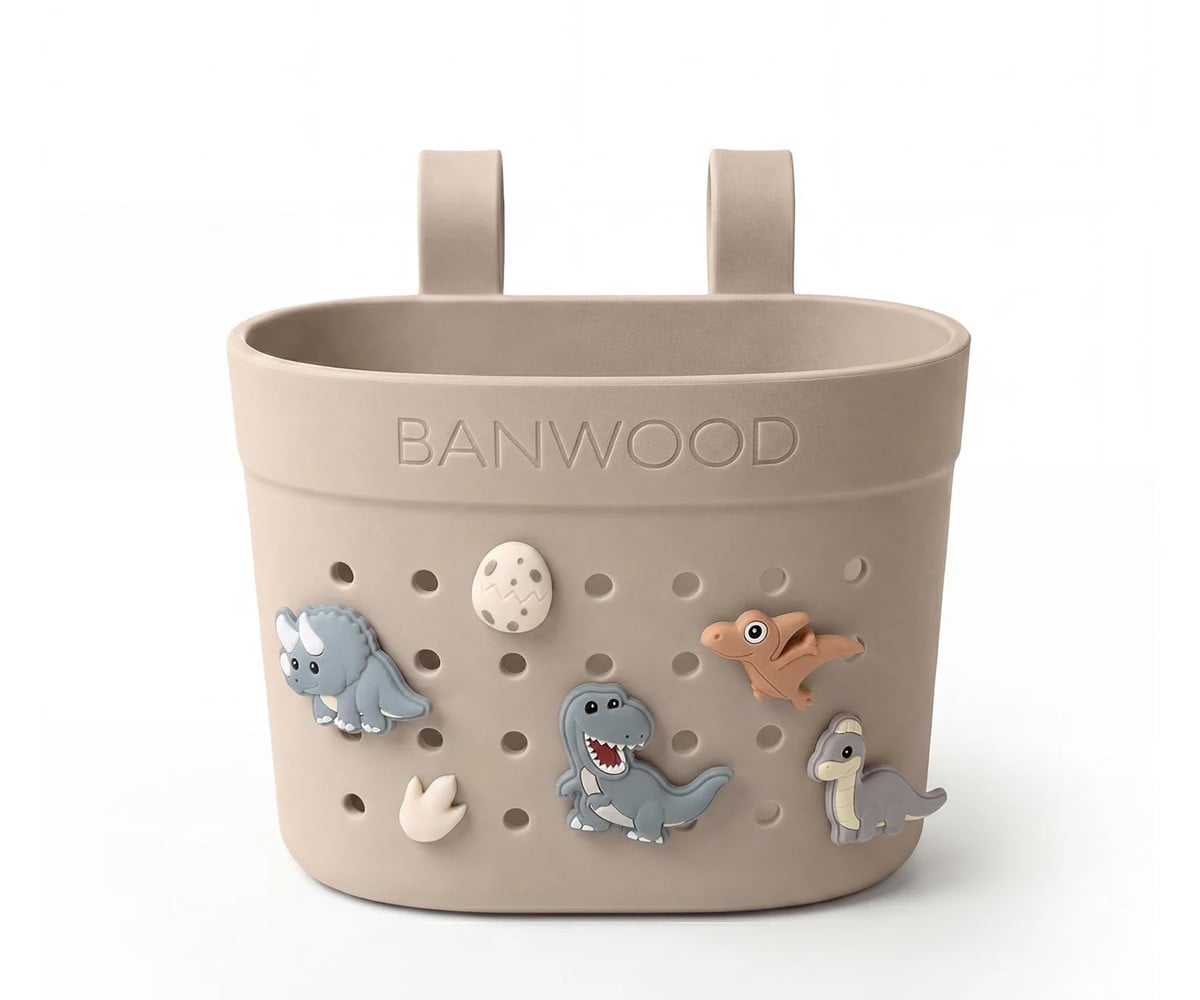 Patinete Banwood Eco + Cesta Pin & Ride Sand y Pines Dinosaurios