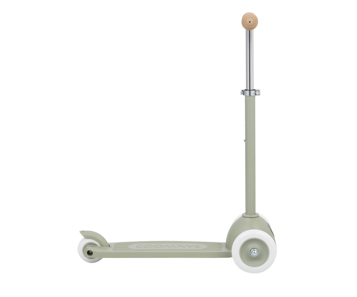 Patinete Banwood Eco + Cesta Pin & Ride Olive y Pines Dinosaurios