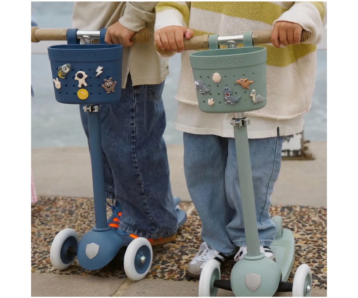 Patinete Banwood Eco + Cesta Pin & Ride Teal y Pines Espacio
