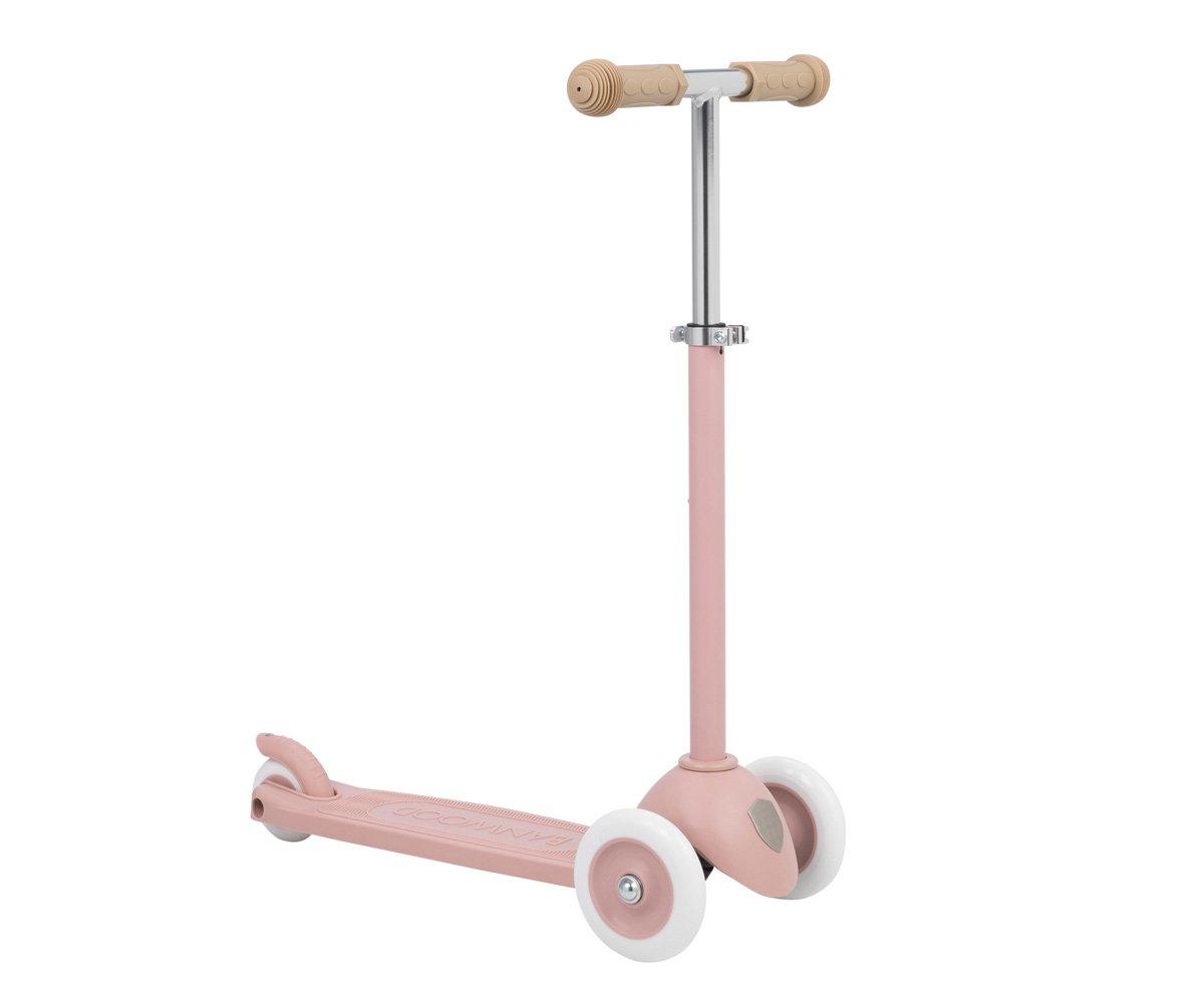 Patinete Banwood Eco con Cesta Pin & Ride Dusty Rose y Pines Flores