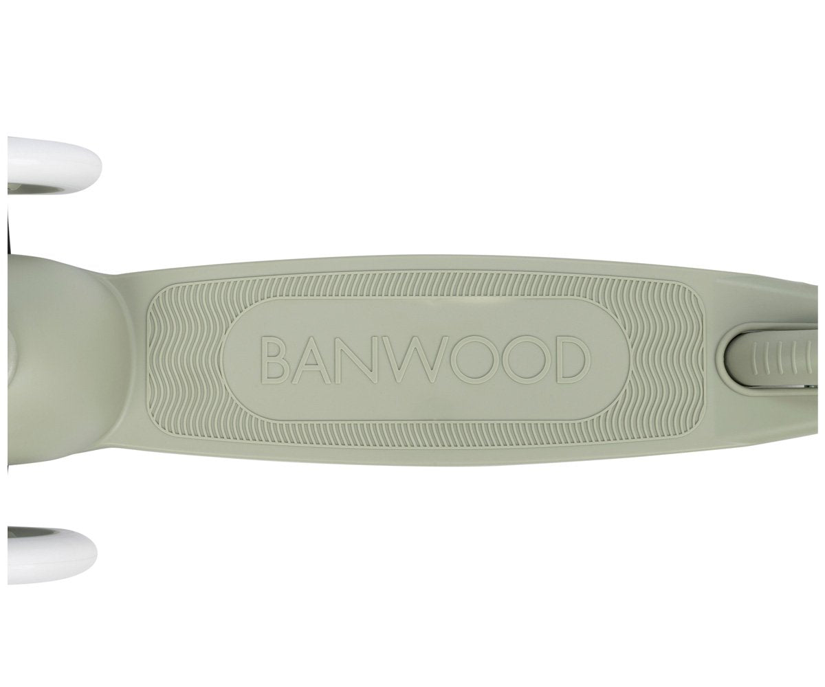 Patinete Banwood Eco + Cesta Pin & Ride Olive y Pines Dinosaurios