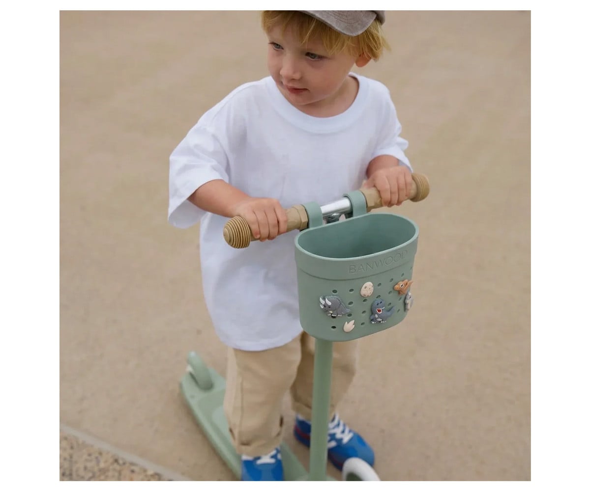 Patinete Banwood Eco + Cesta Pin & Ride Teal y Pines Espacio
